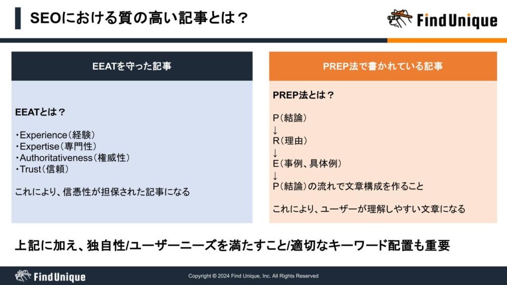SEOにおける質が高い記事を多く作成