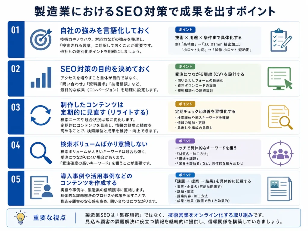 製造業におけるSEO対策で成果を出すポイント